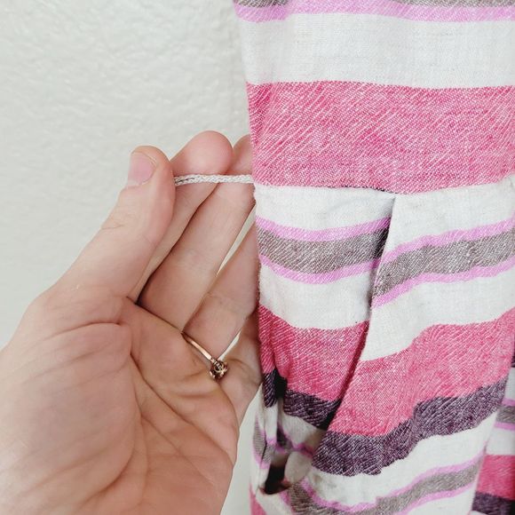 LOFT Size 0 Pink Striped Linen Mini Dress - Picture 5 of 11